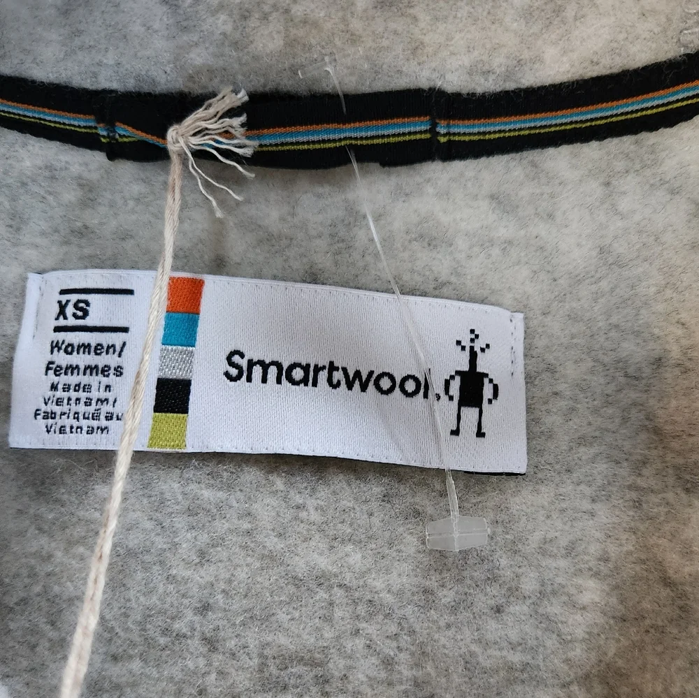 Smartwool zip up hooded sweater cream/grey womens size xs - Picture 6 of 9